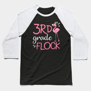 Flamingo Back To School 3rd Third Grade Flock Baseball T-Shirt